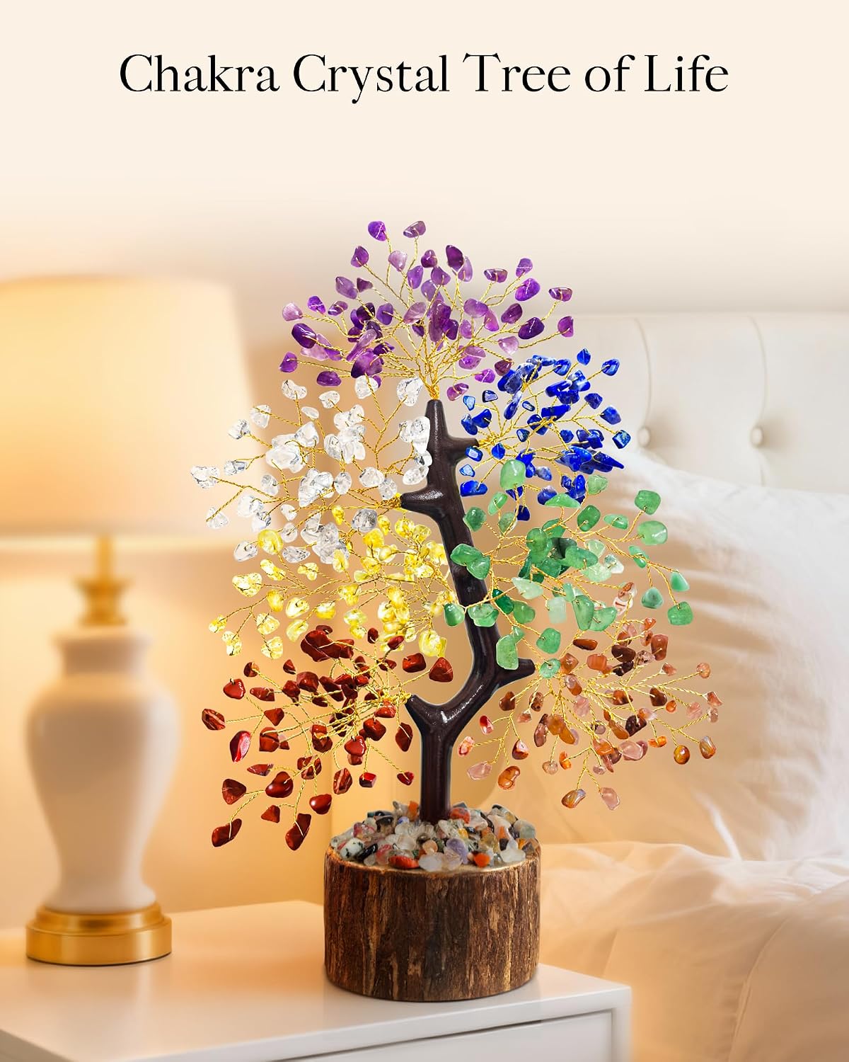 7 Chakra Crystal Tree of Life | Handmade Gemstone Decor for Home, Office & Meditation