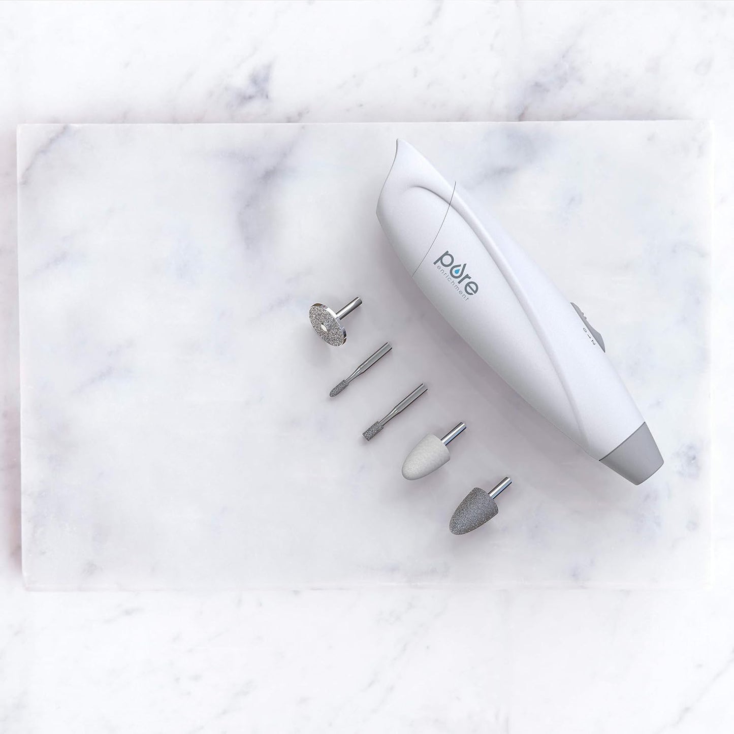 Pure Enrichment Purenails Express Cordless Manicure and Pedicure System - Portable, Battery-Powered Nail File with 5 Interchangeable Attachments, 2 Speeds and Storage Bag - Ideal for Travel & Home