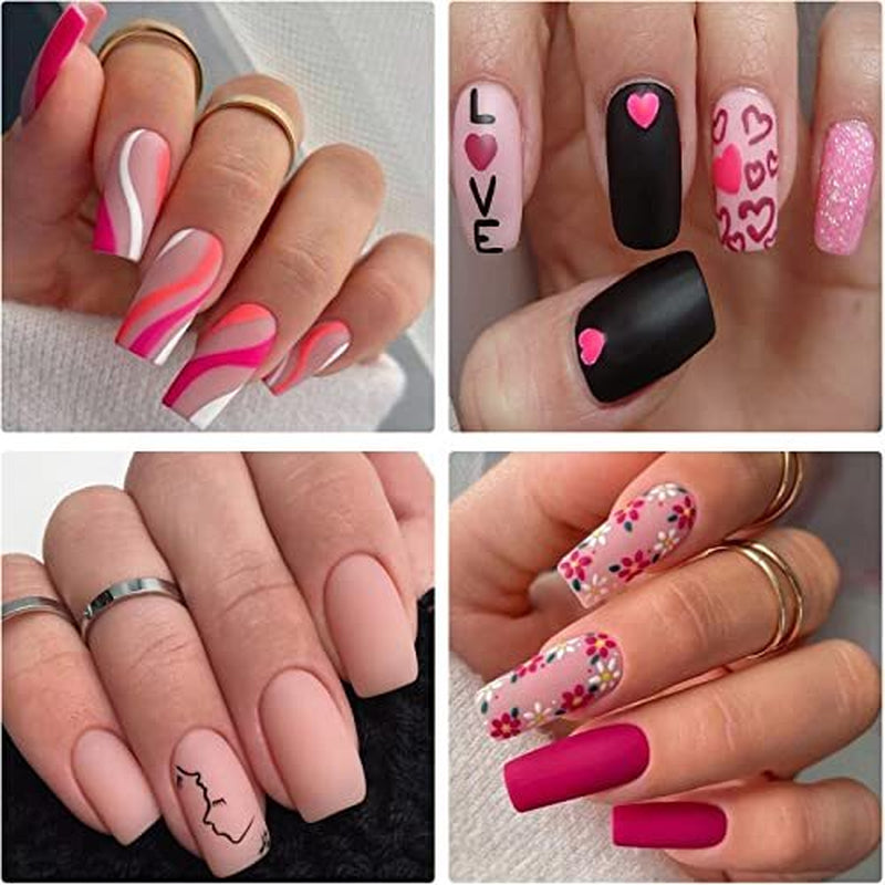 576Pc Square Press on Nails Medium Fake Nails Tips Full Cover Maedium Matte
