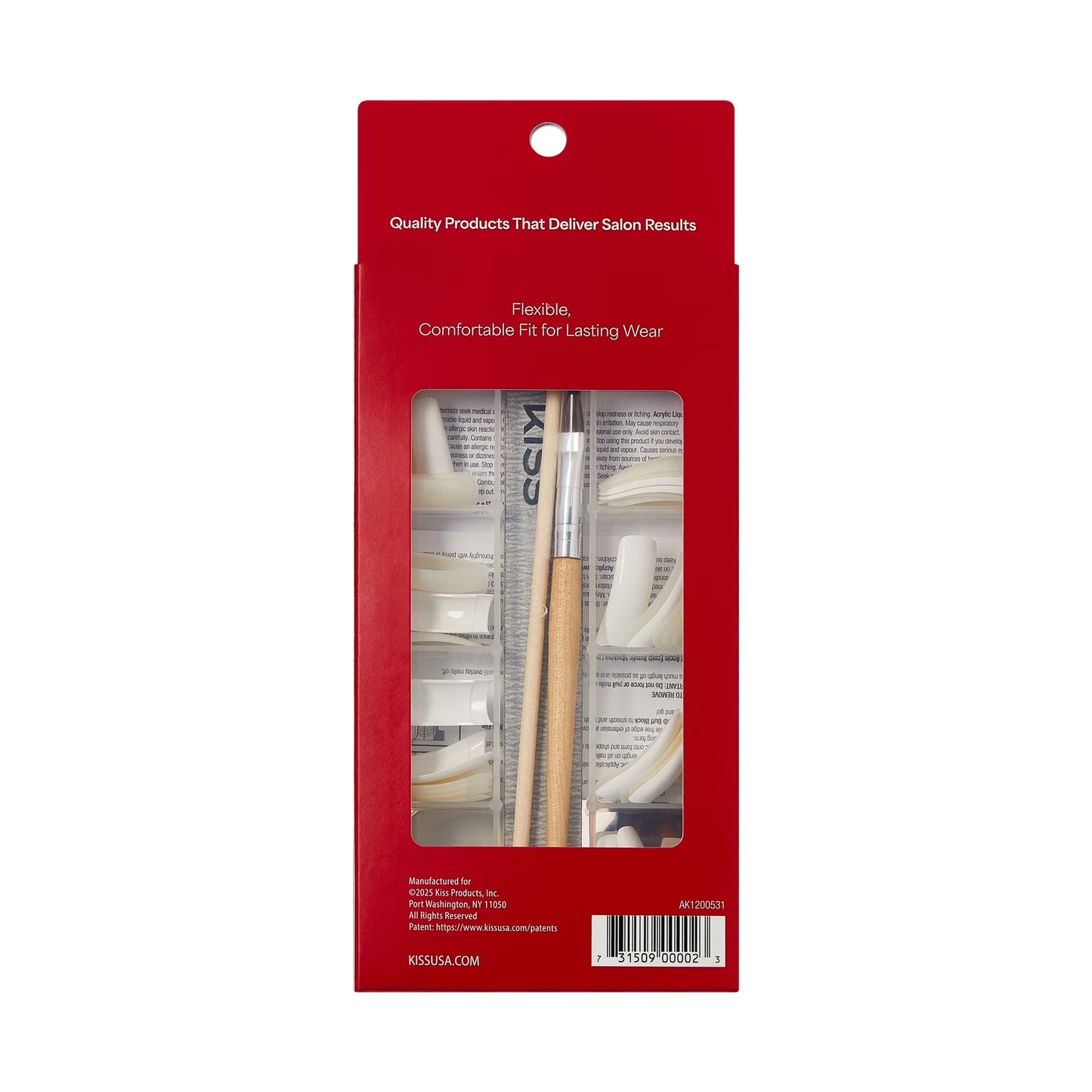 Complete Salon Acrylic Kit, Long Squoval Press-On Nails, White, 60 Pieces