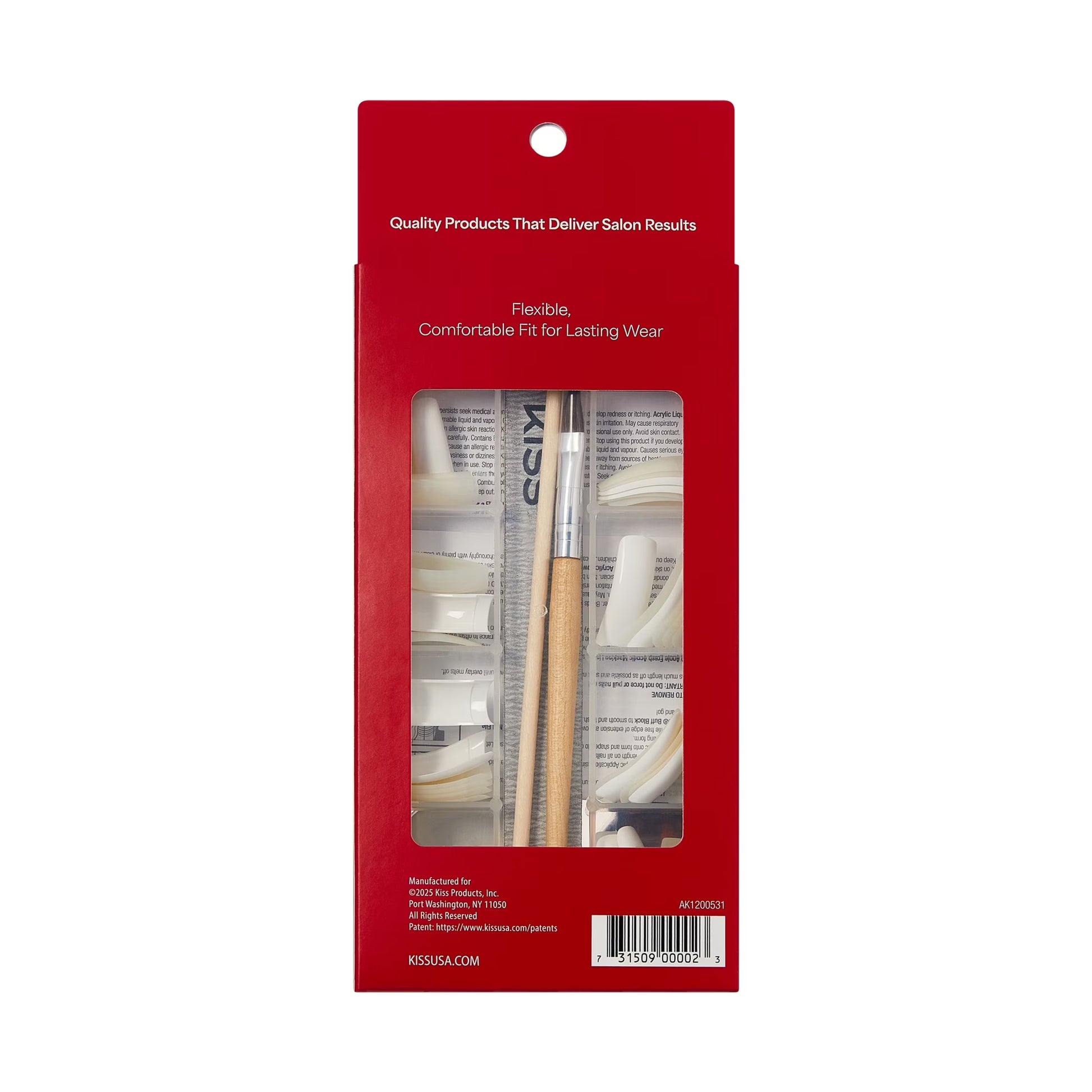 Complete Salon Acrylic Kit, Long Squoval Press-On Nails, White, 60 Pieces