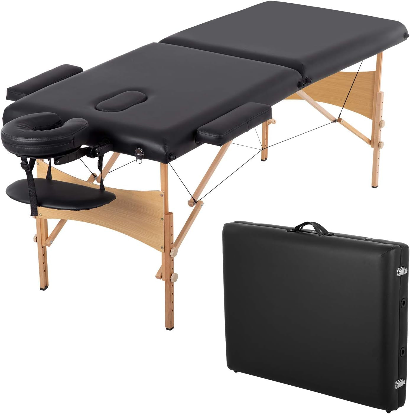 Portable Massage Table | Adjustable Spa Bed with Carry Bag for Massage, Facials, Lash & Tattoo