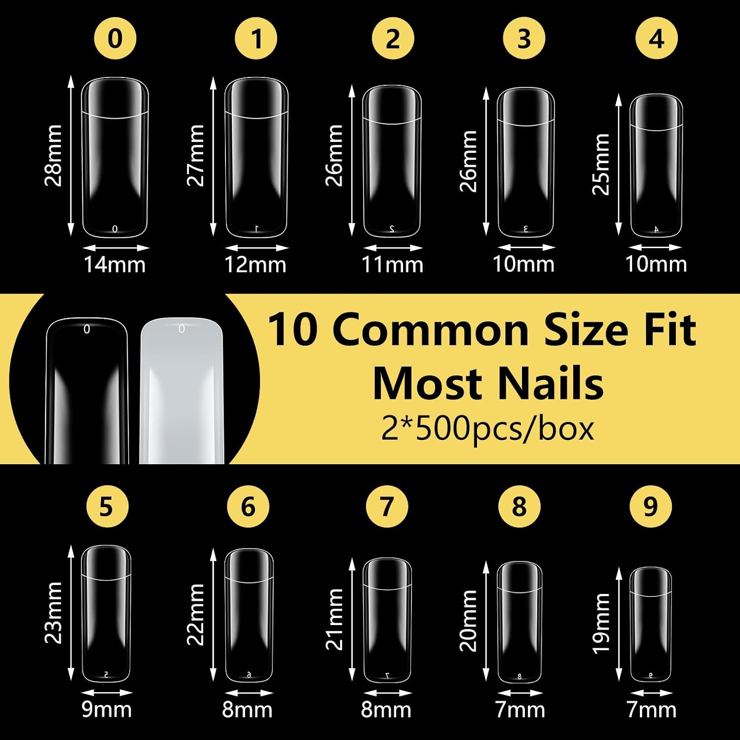 1000PCS Square Nail Tips for Acrylic Nails Professional, Fake Clear Natural Acrylic Short Square French Artificial False Tips Half Cover for Manicure Salon Home