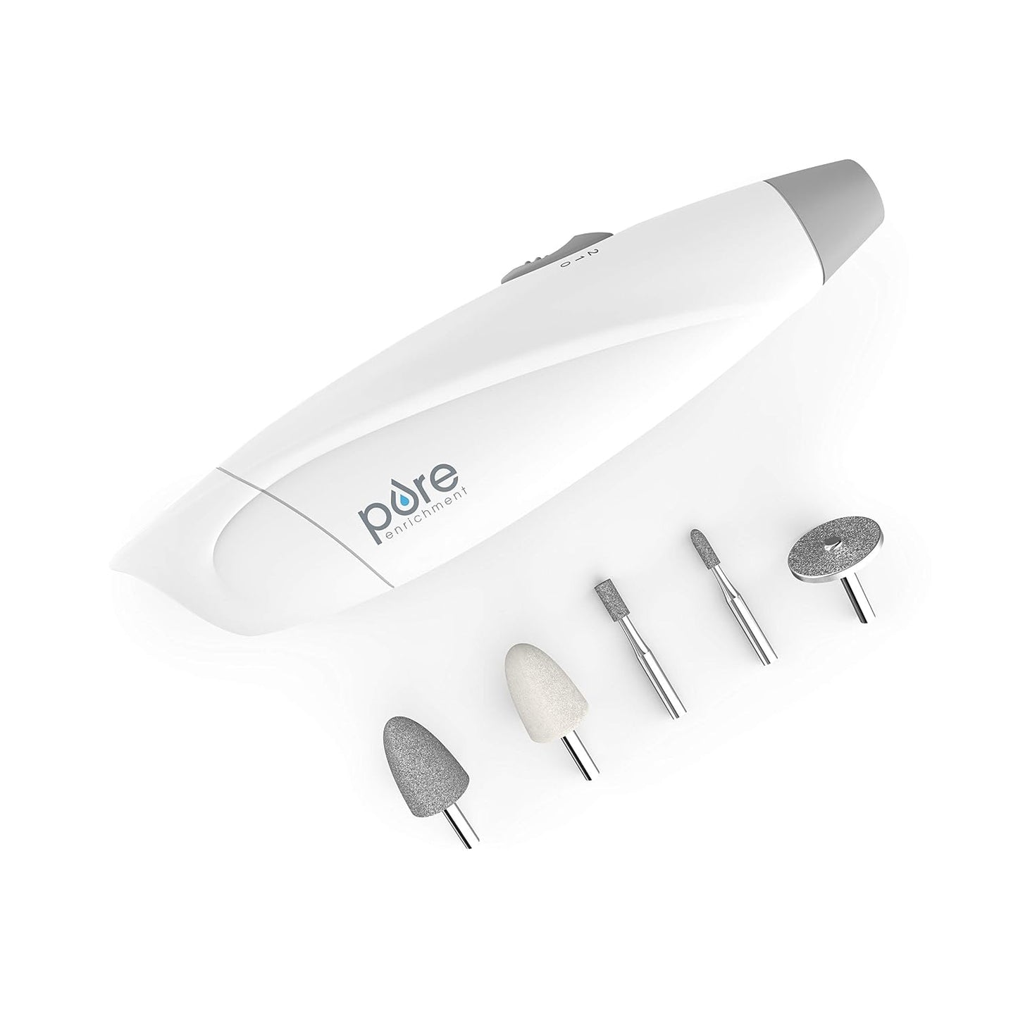 Pure Enrichment Purenails Express Cordless Manicure and Pedicure System - Portable, Battery-Powered Nail File with 5 Interchangeable Attachments, 2 Speeds and Storage Bag - Ideal for Travel & Home