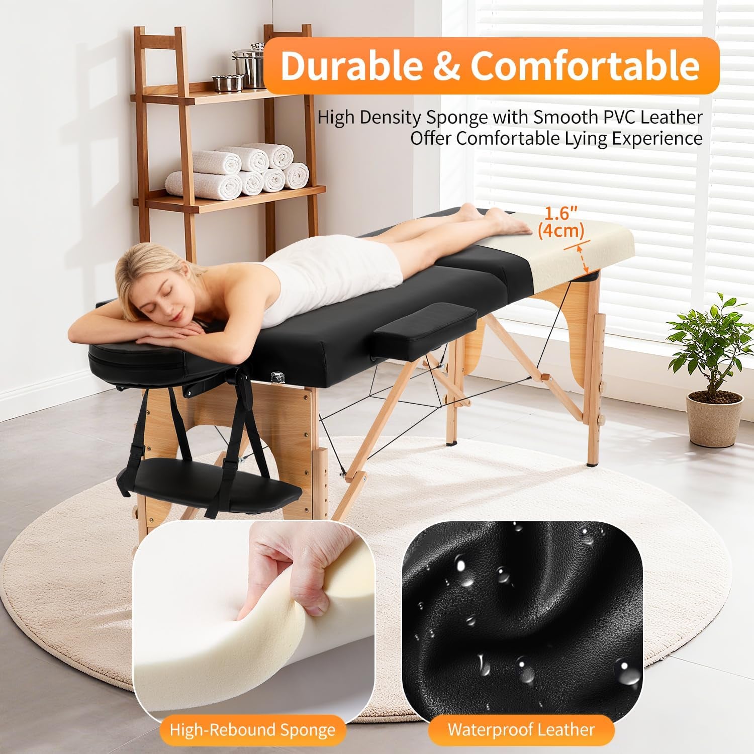 Portable Massage Table | Adjustable Spa Bed with Carry Bag for Massage, Facials, Lash & Tattoo