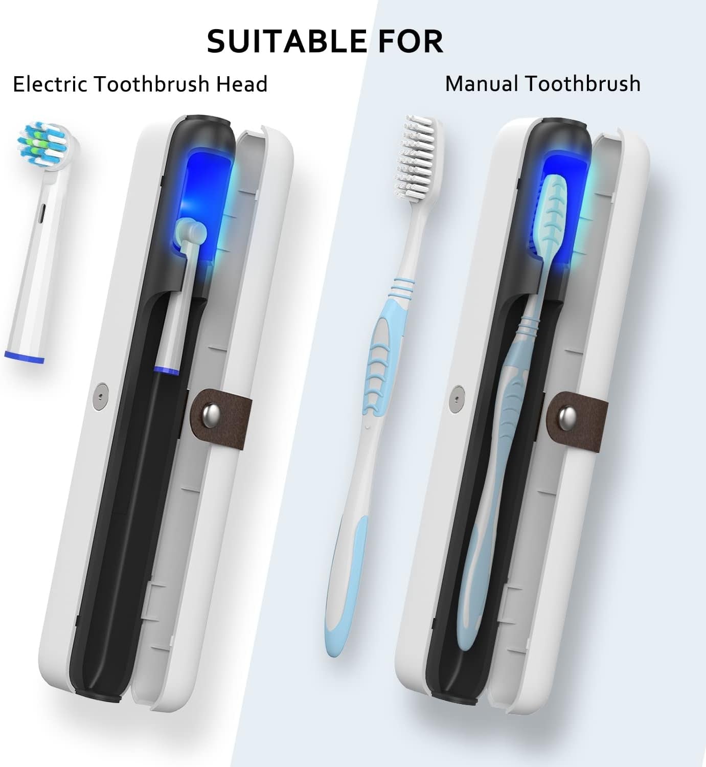 UV-C Toothbrush Cleaner Case, Portable UV Toothbrush Cover, Holder, and Travel Toothbrush Case