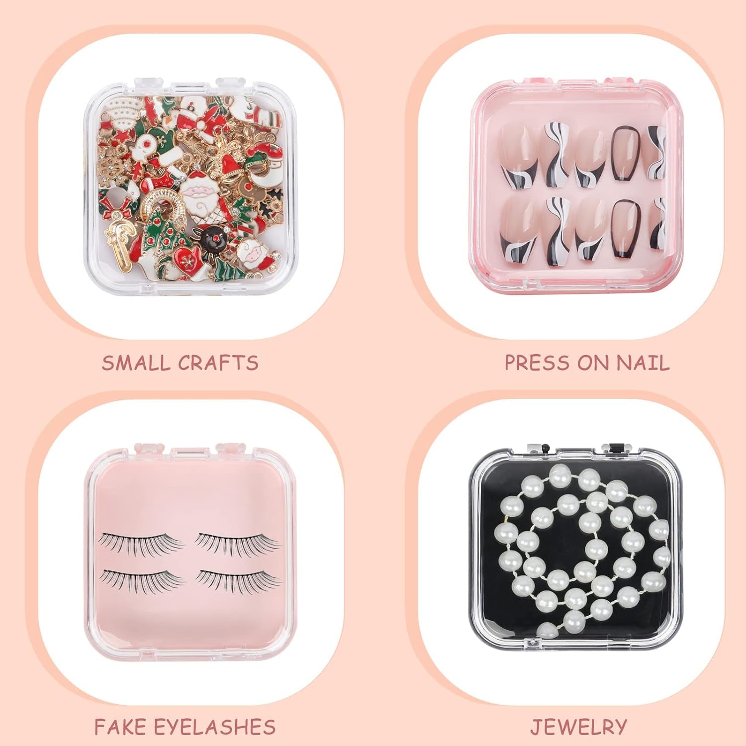 20Pcs Press on Nail Packaging Boxes with 60Pcs Double Sided Adhesive Nail Tape Acrylic Press on Nail Storage Box in 4 Colors Artificial Nail Display Box for Press on Nail Business Nail Art Nail Salon