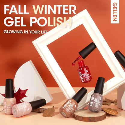 Gel Nail Polish Kit, 16 Colors Gel Polish Nudes Pink Red Brown Soak off Nail Gel Polish Set with Top and Base Coat, UV Nail Gel DIY Salon Nail Art Valentine Gift for Women