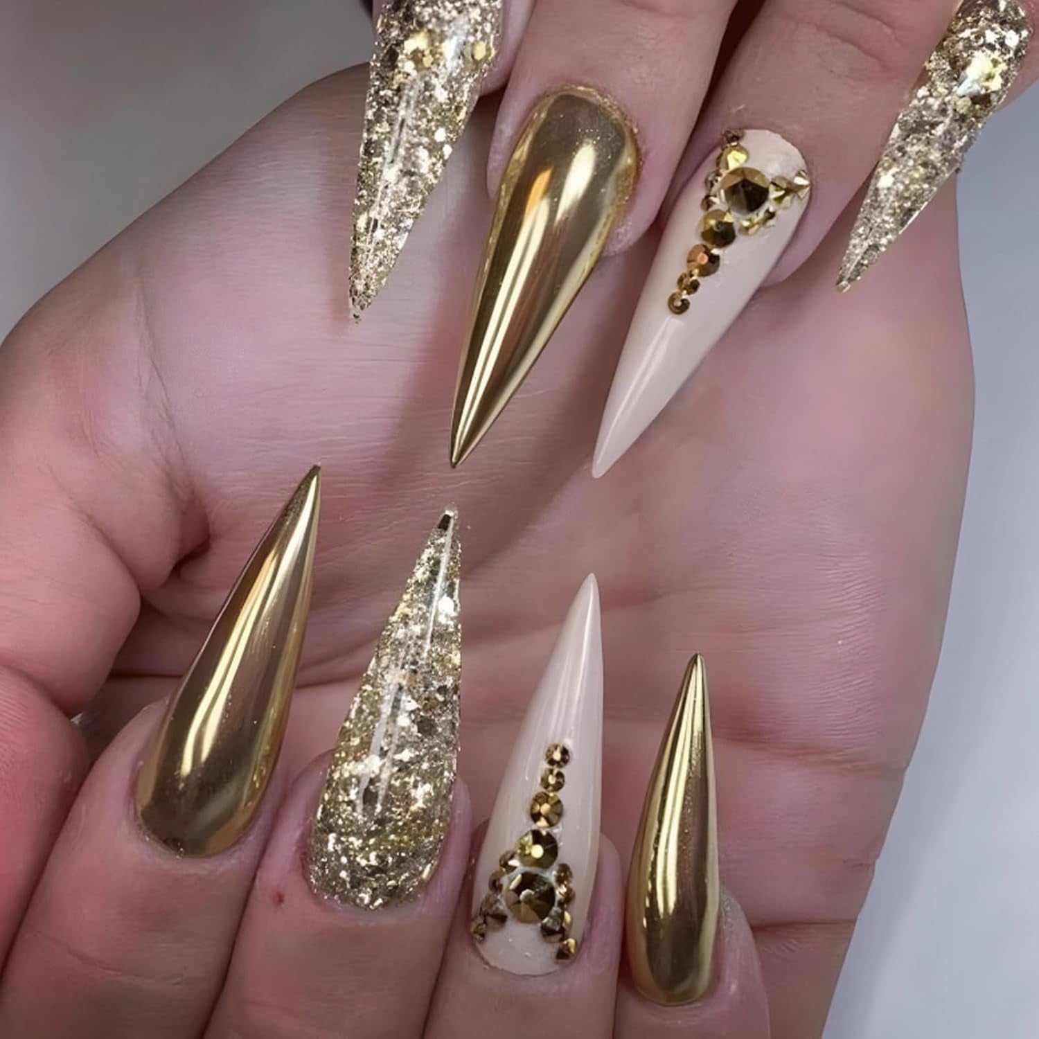 Luxury Press-On Nails | 23 Trendy Stiletto Styles • Reusable Full Nail Kit