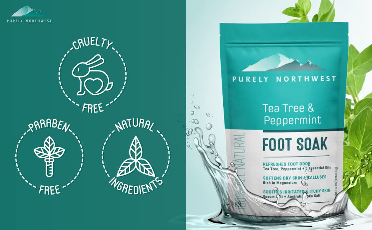 Epsom Salt Tea Tree Foot & Body Soak-Toenail Repair & Ingrown Nails, Athletes Foot Burning & Itching-Stubborn Foot Odor & Softens Callouses--Usa 2 LB