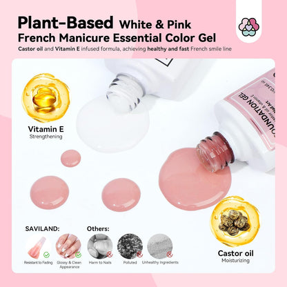 French Manicure Kit : French Tip Tools for Beginners French Tip Nail Stickers French Nail Brush White Gel Nail Polish Quick-Dry Nail Lamp French Tips Guides for Nail Art