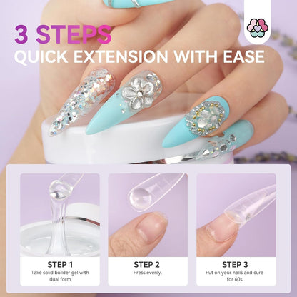 Solid Builder Nail Gel - 60G/2.02Oz Non-Sticky 3D Nail Gels Sculpting Gel for Art Hand Carving Glue Extension with Sequins Chrome Powder DIY Nails Art Salon Home, Beginner Friendly