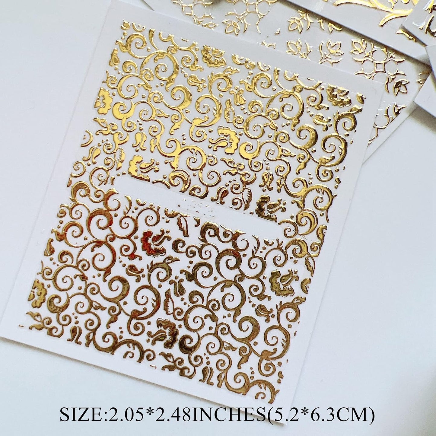 26Sheets Nail Art Adhesive Sticker Sheets Different Gold Color Luxury Shapes Sticker Nail Art Deco 10300