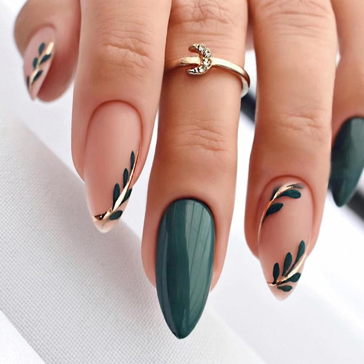 Black Press on Nails Medium Almond Fake Nails Matte False Nails Press Ons with Designs French Tip Acrylic Full Cover Glue on Nails Halloween Stick on Nail for Women Manicure 24 Pcs