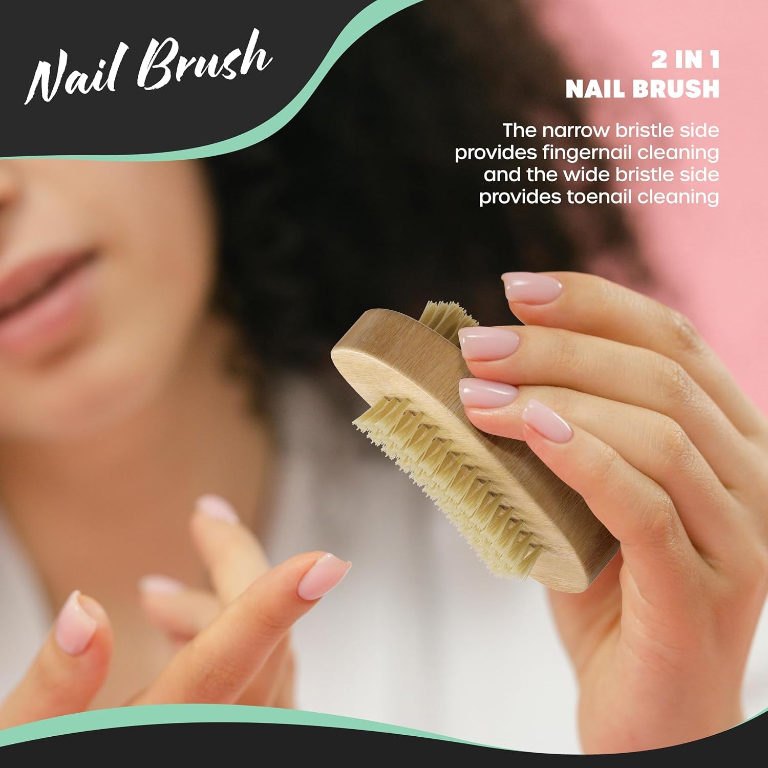 Natural Boar Bristle Dry Brush for Body Massage 5-Piece Set | Detachable Long Wooden Handled Back Scrubber for Shower , Body Scrubber Exfoliator , Face Brush , Manicure Tool & Travel Bag
