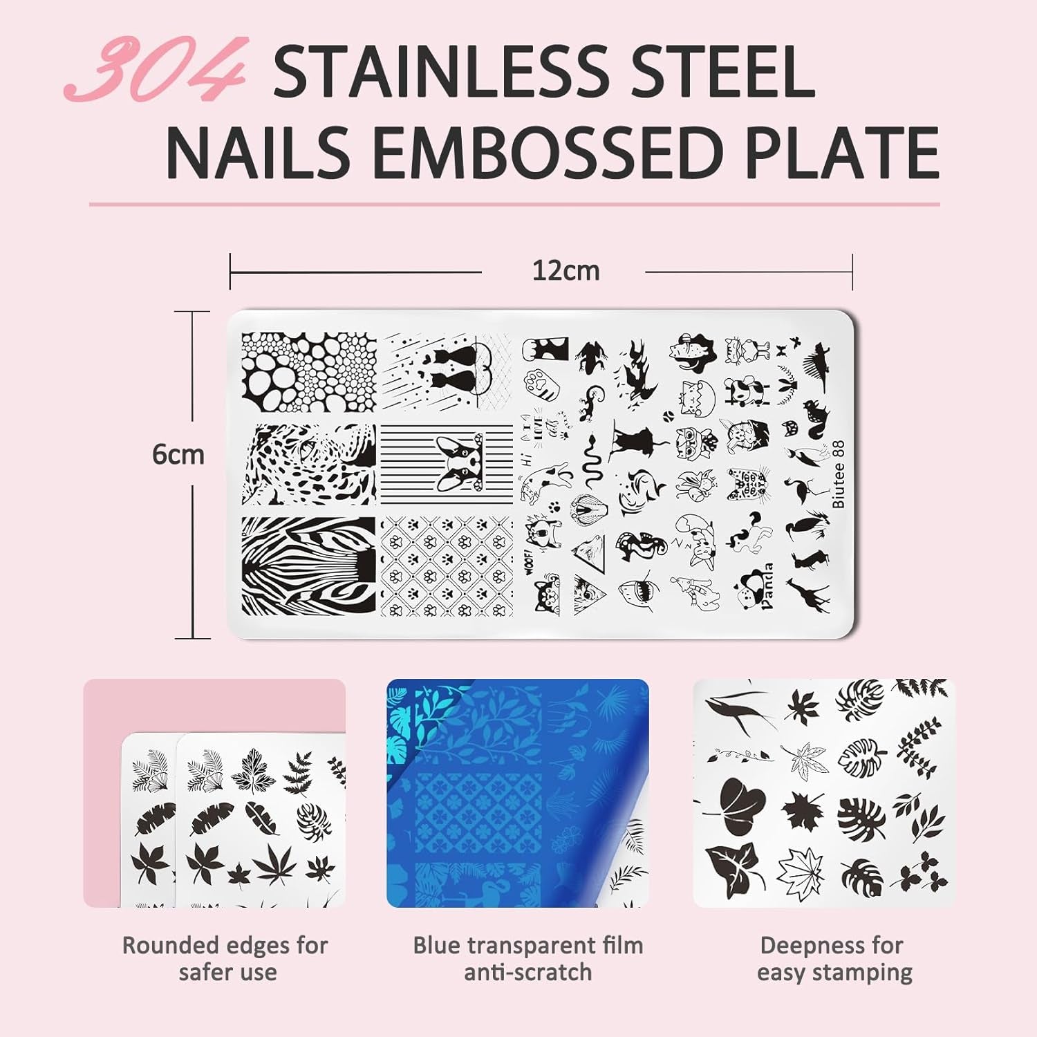 Nail Art Stamping Plates Set 10PCS French Line Stamp Templates, Nail Stamping Kit with Silicone Nail Stamper for DIY Print Manicure Salon Design Gift in Home