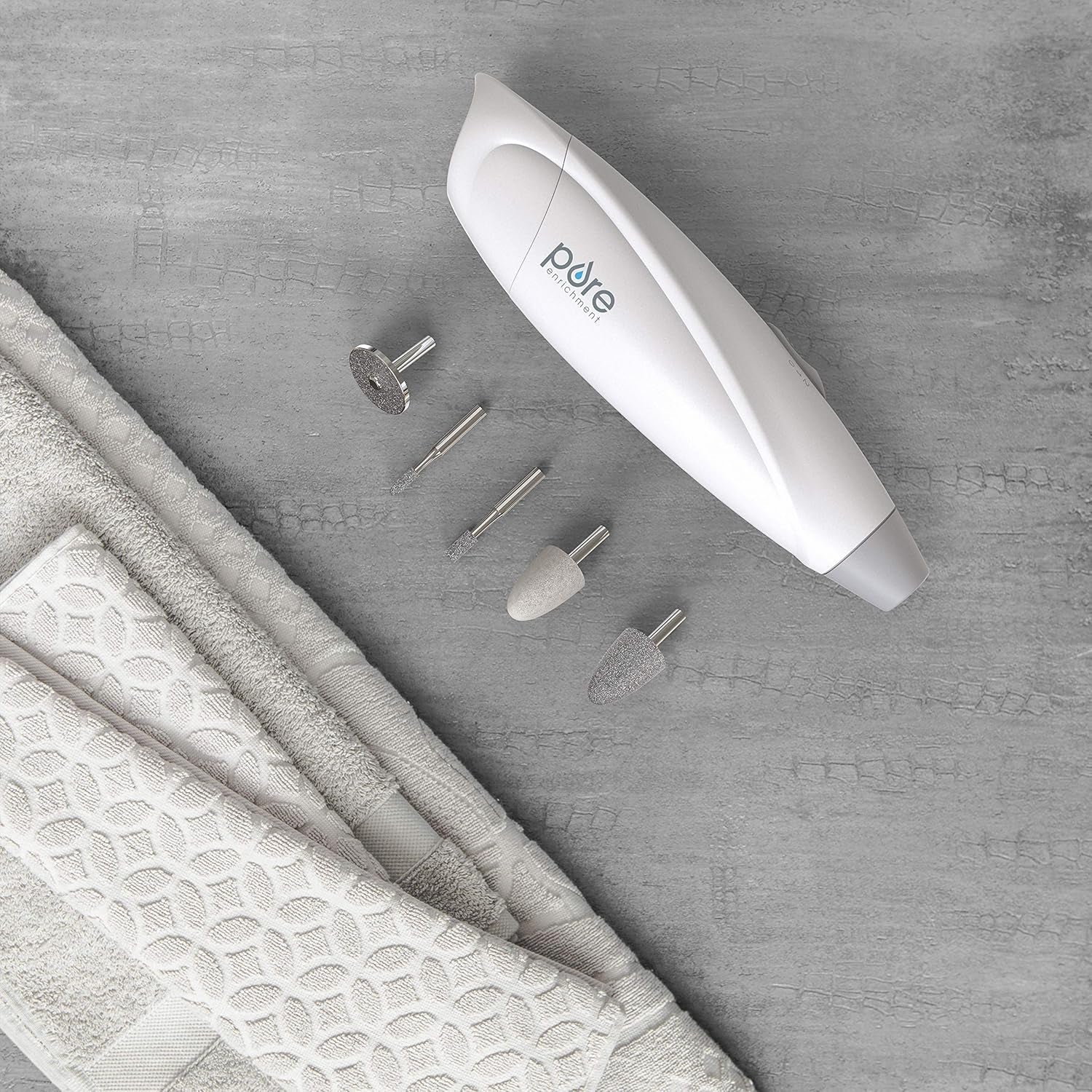 Pure Enrichment Purenails Express Cordless Manicure and Pedicure System - Portable, Battery-Powered Nail File with 5 Interchangeable Attachments, 2 Speeds and Storage Bag - Ideal for Travel & Home