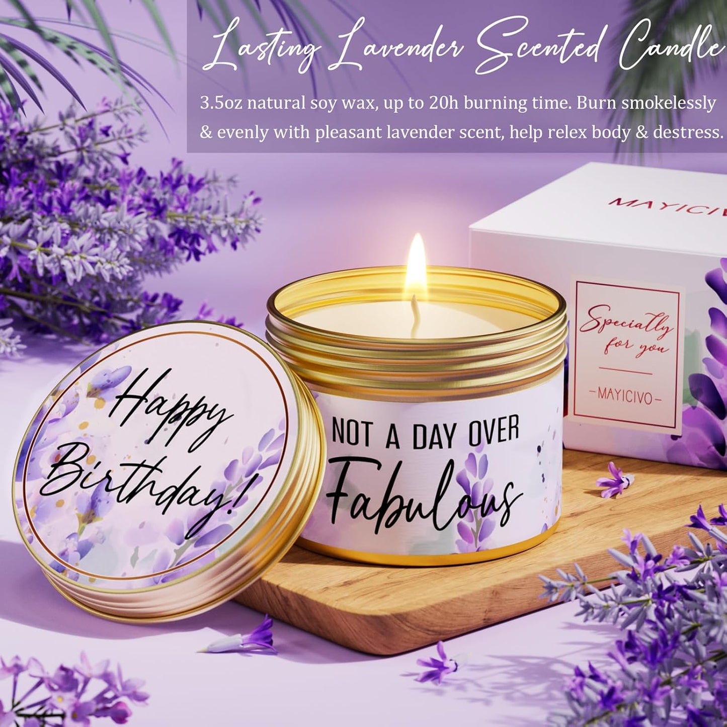 Birthday Gifts for Women Friendship, Lavender Relaxing Spa Gift Basket Set for Women, Self Care Gifts Unique Happy Birthday Gift Idea for Mom Her Best Friends Sister Wife Girlfriend Coworker Teacher