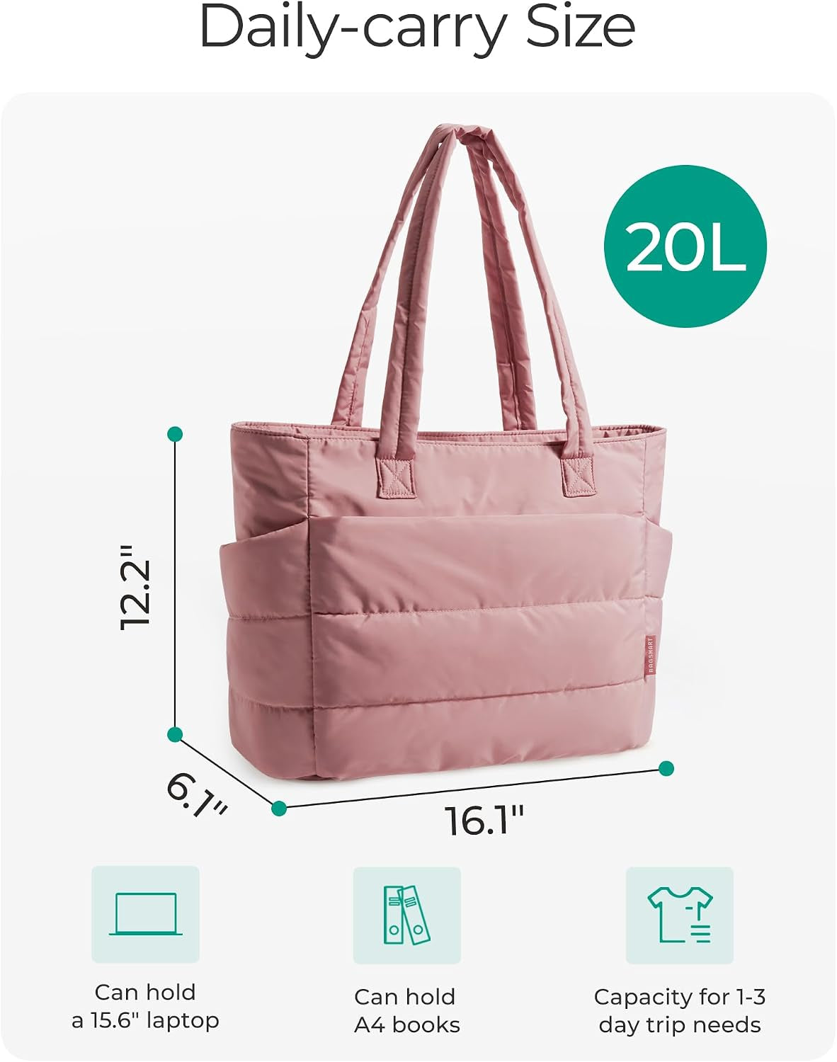 Tote Bag for Women, Lightweight Puffy Tote Bag with Compartments Shoulder Bag Handbag for Travel, Work, Gym | Lightweight