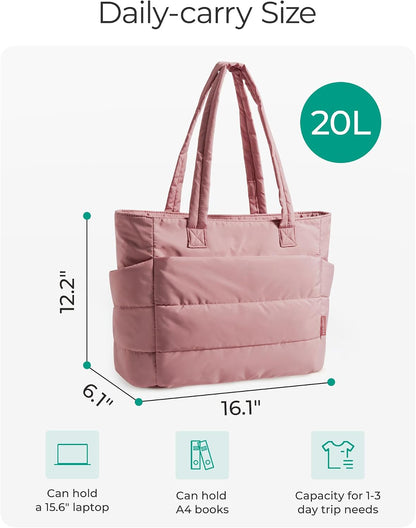 Tote Bag for Women, Lightweight Puffy Tote Bag with Compartments Shoulder Bag Handbag for Travel, Work, Gym | Lightweight