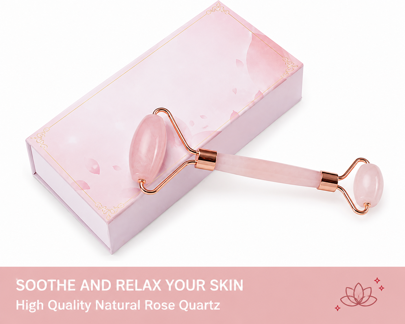 Premium Rose Quartz Face Roller | Cooling Facial Massage Tool for Puffiness & Skincare | Self-Care Beauty Gift for Women