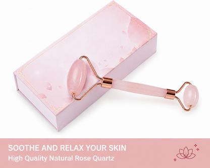 Premium Rose Quartz Face Roller | Cooling Facial Massage Tool for Puffiness & Skincare | Self-Care Beauty Gift for Women
