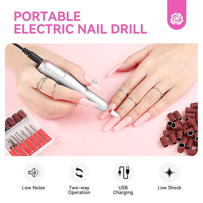 Acrylic Nail Kit with Drill: Professional Set for Beginners with 45G Acrylic Powder & 50Ml Liquid, Brush, Forms, Tools & Extension