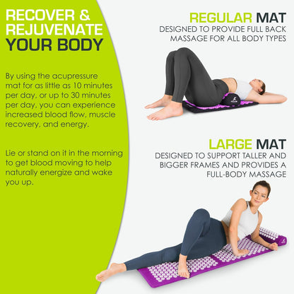 fit Acupressure Mat and Pillow Set for Back/Neck Pain Relief and Muscle Relaxation