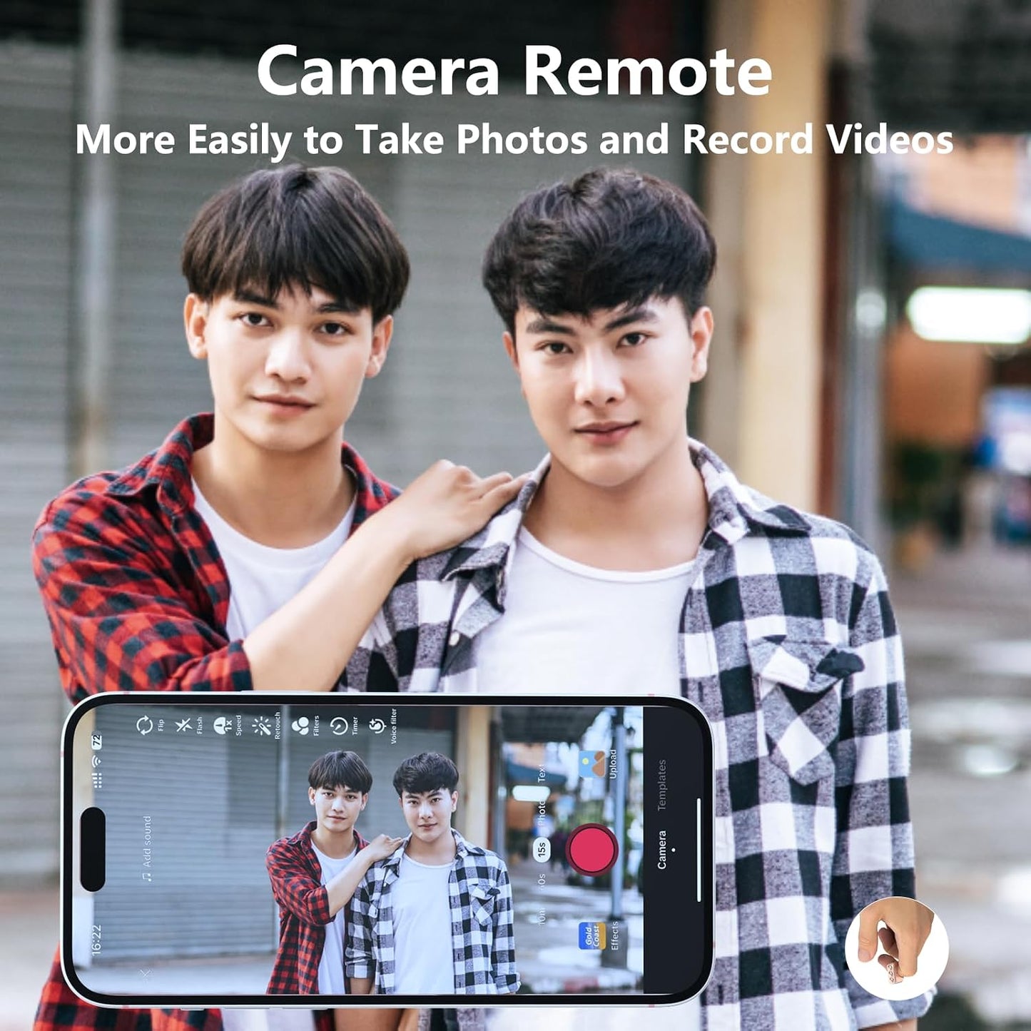 Bluetooth Ring Remote for TikTok & Phone Camera | Wireless Page Turner & Selfie Remote with Charging Case | Compatible with iPhone, Android & iPad