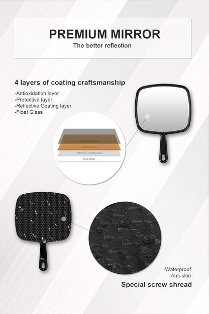 12.6"L X 9"W Hand Mirror, Handheld Mirror with Handle for Salon, 3Pcs
