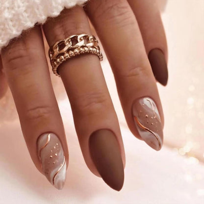 Black Press on Nails Medium Almond Fake Nails Matte False Nails Press Ons with Designs French Tip Acrylic Full Cover Glue on Nails Halloween Stick on Nail for Women Manicure 24 Pcs