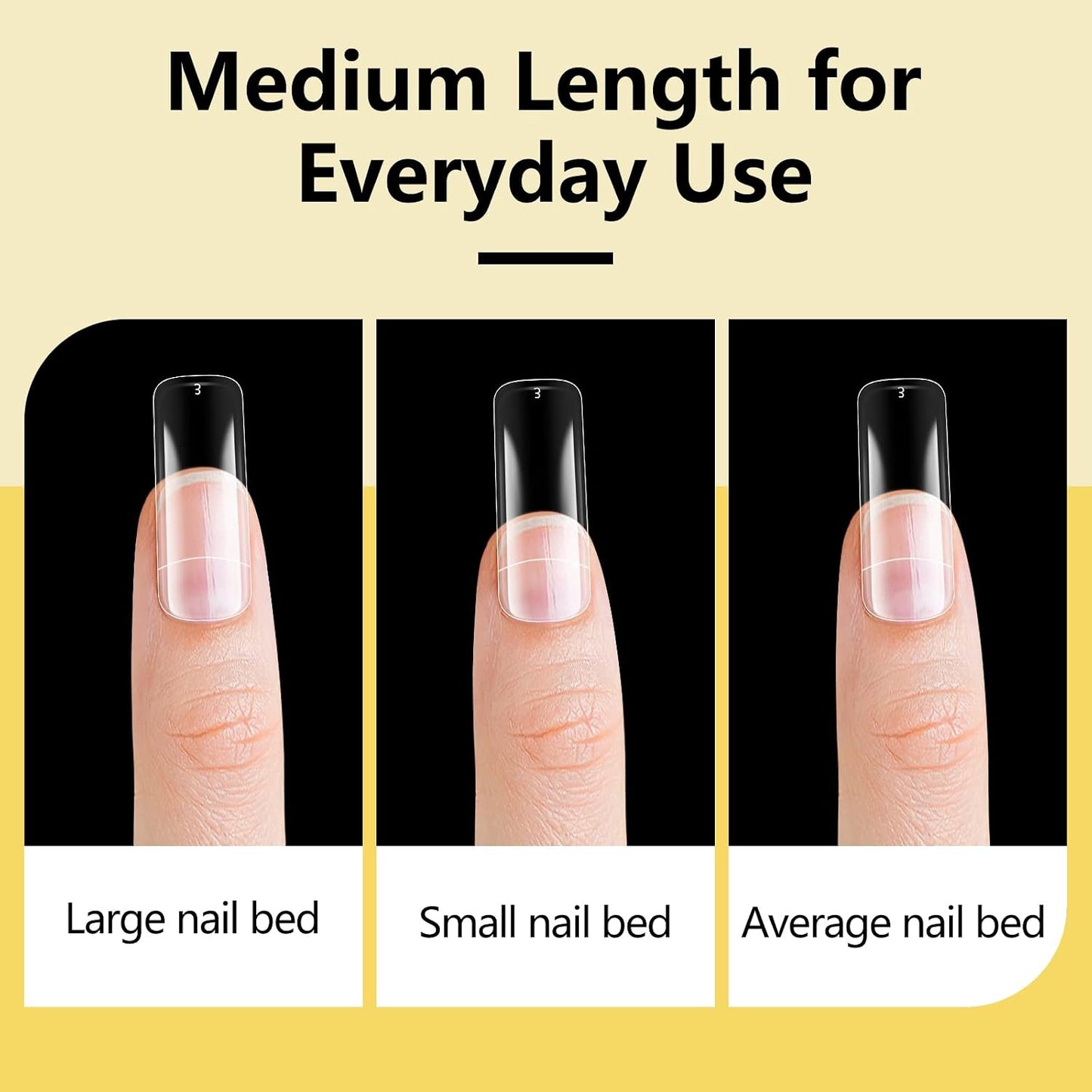 1000-Piece Acrylic Nail Tip Kit | Square & Coffin False Nail Tips with Manicure Tools