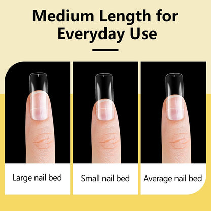 1000-Piece Acrylic Nail Tip Kit | Square & Coffin False Nail Tips with Manicure Tools