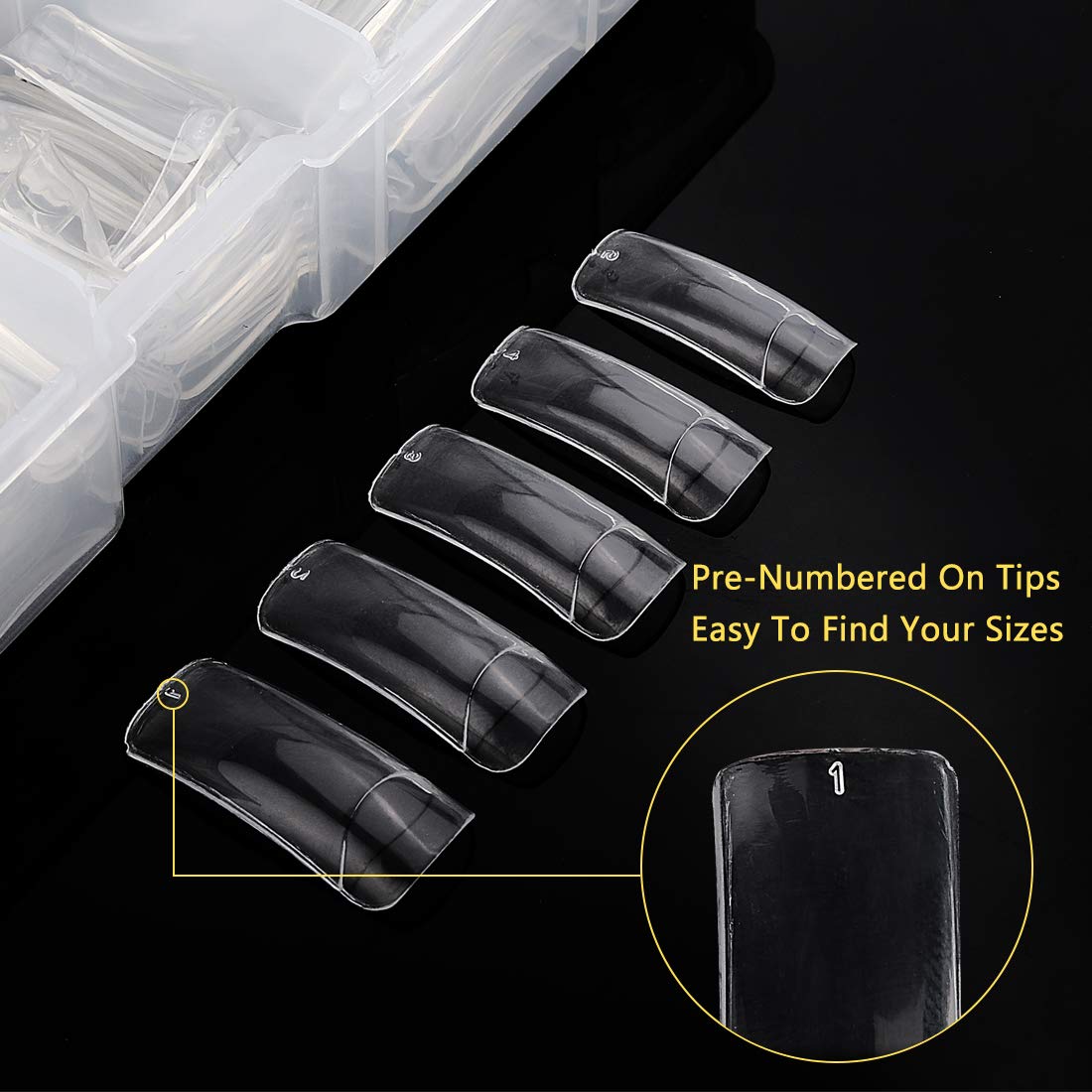 1000-Piece Acrylic Nail Tip Kit | Square & Coffin False Nail Tips with Manicure Tools