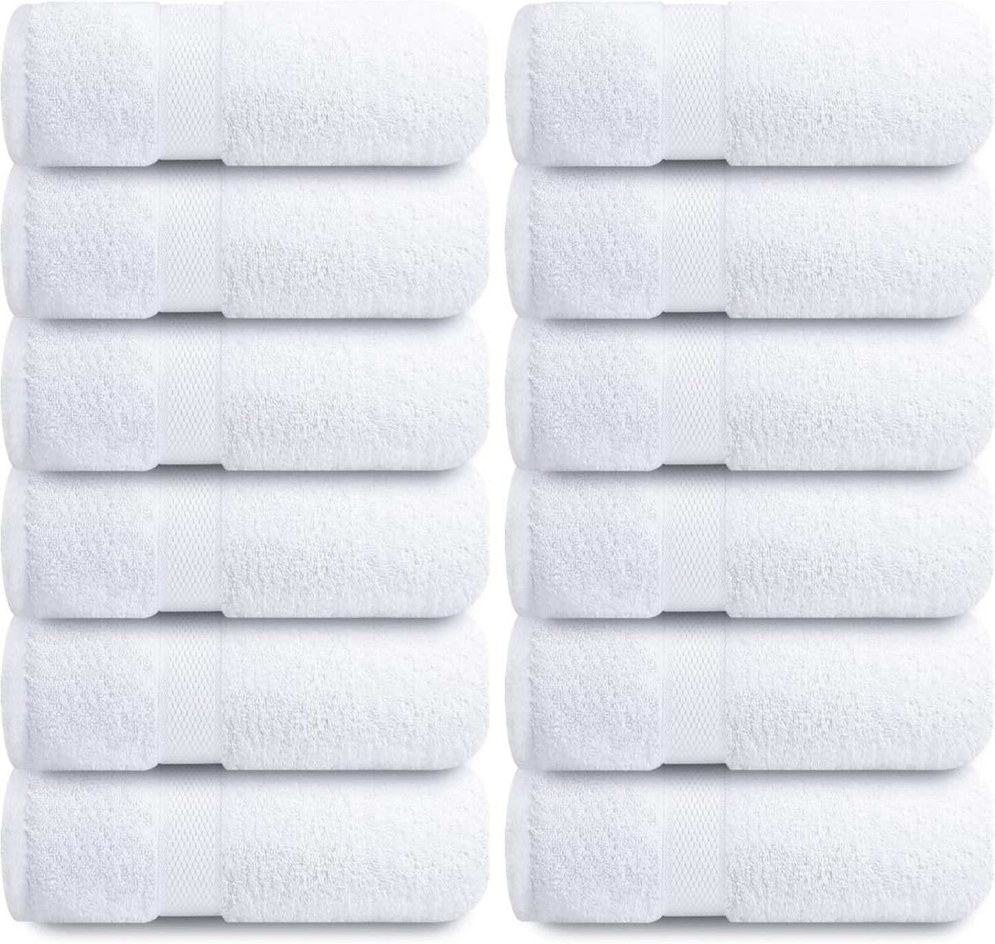 Luxury Wash Cloths for Showering [13X13] – 100% Cotton Washcloths [Pack of 12], Soft and Absorbent Face Towels for Bathroom Wash Clothes, Gym, and Spa (Brilliant White)