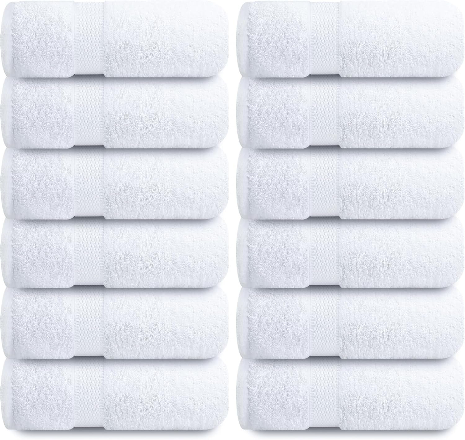 Luxury Wash Cloths for Showering [13X13] – 100% Cotton Washcloths [Pack of 12], Soft and Absorbent Face Towels for Bathroom Wash Clothes, Gym, and Spa (Brilliant White)