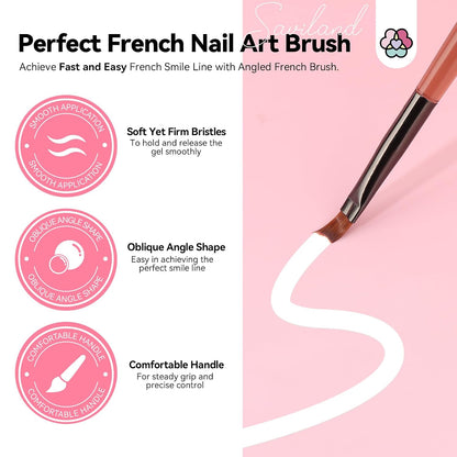 French Manicure Kit : French Tip Tools for Beginners French Tip Nail Stickers French Nail Brush White Gel Nail Polish Quick-Dry Nail Lamp French Tips Guides for Nail Art
