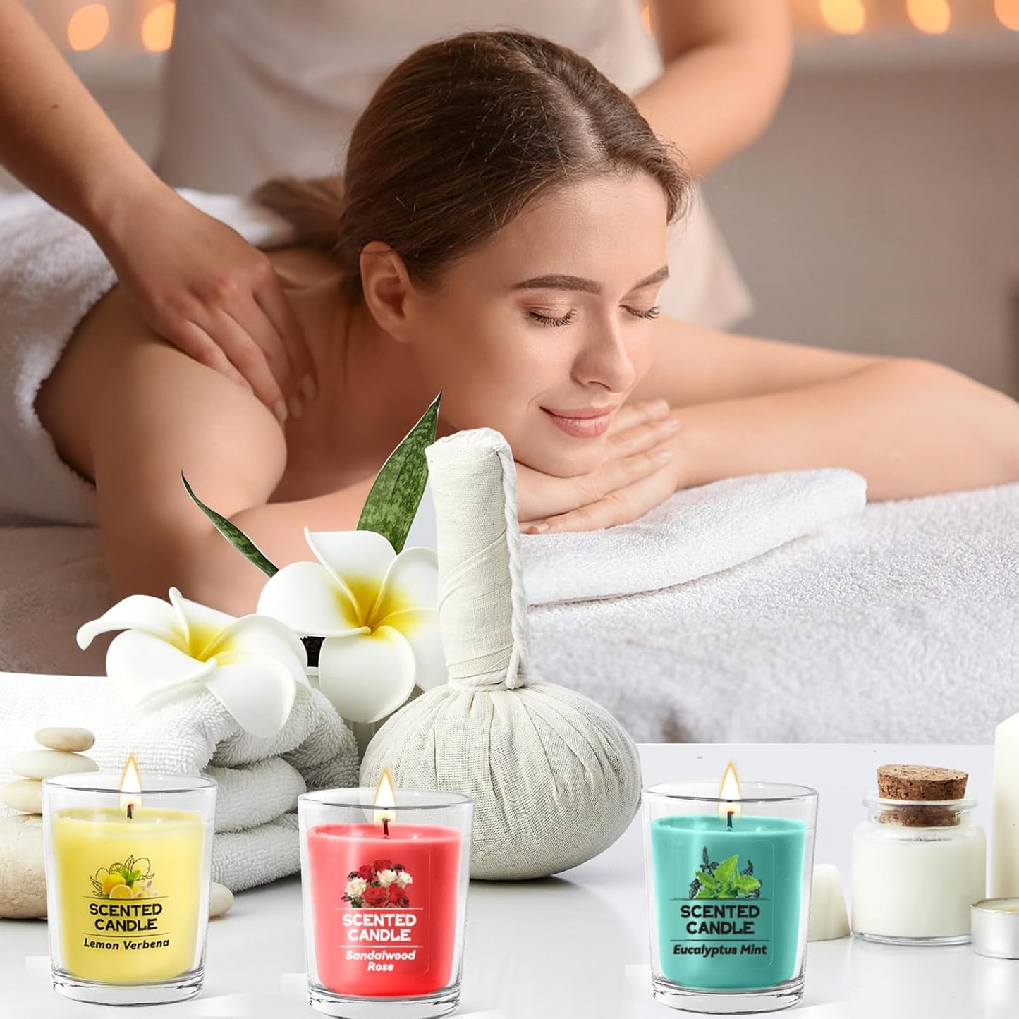 20 Pack Scented Candles Gift Set with 10 Fragrances for Home Women Candles Bulk Clear Glass Filled Votive Candles Soy Wax Glass Jar Candle for Aromatherapy Spa Weddings Birthdays Holidays Party