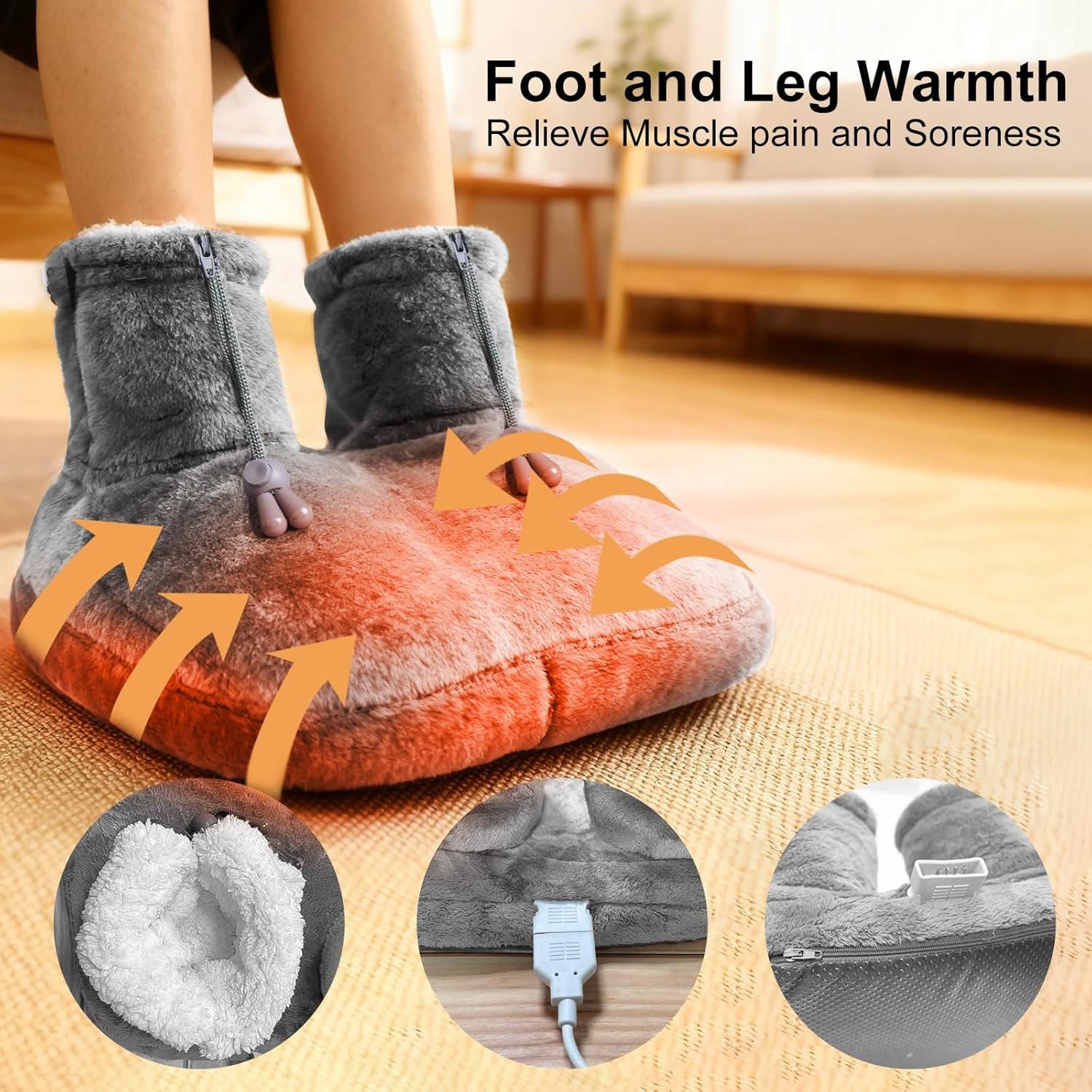 Heated Foot Warmer Pad | Plush Electric Foot Heater with 12 Heat Settings