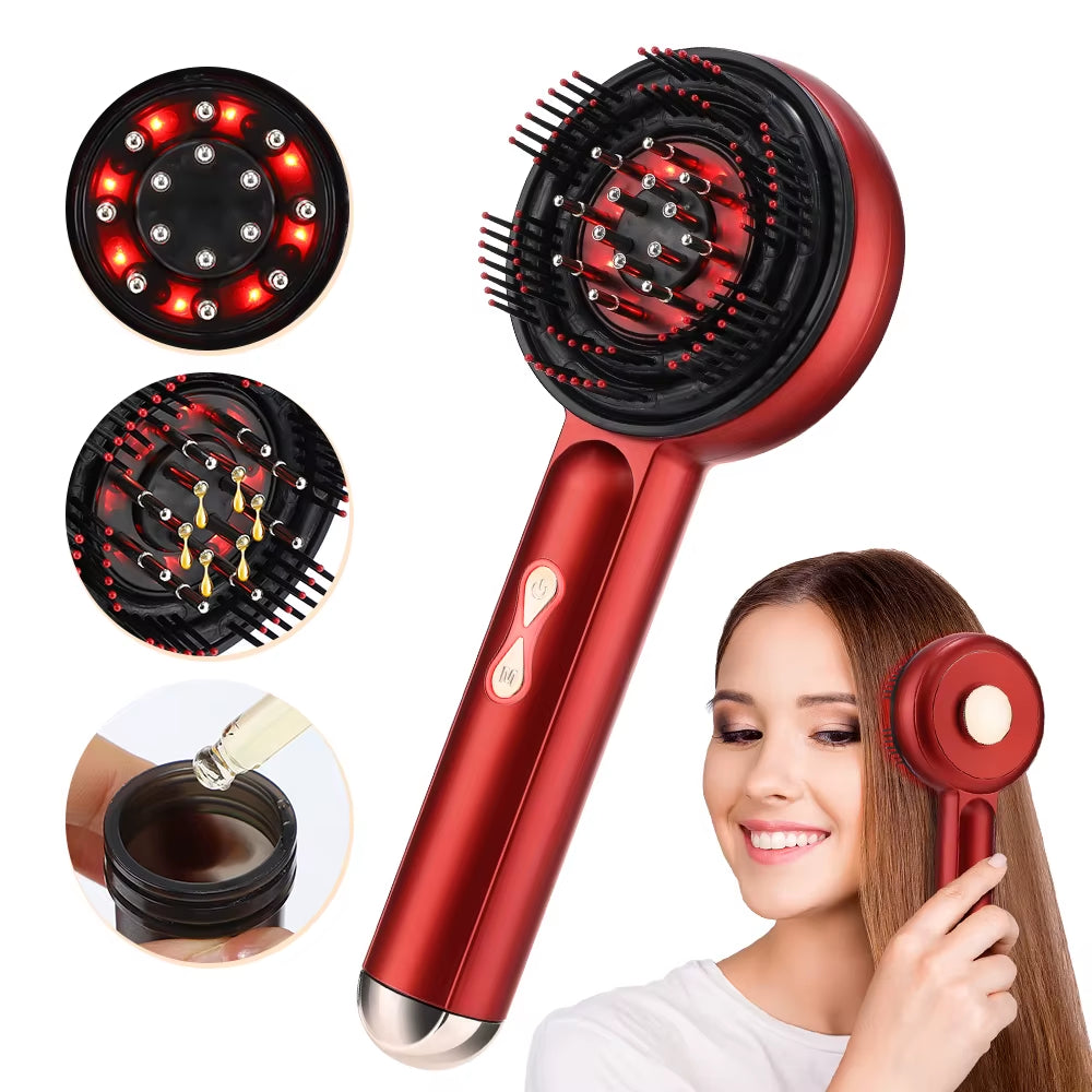 Electric Massage Comb Vibration Red Light Therapy Hair Growth Massage Scalp Brush anti Hair Loss Liquid Oil Applicator