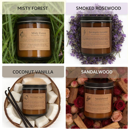Manly Scented Candles Gift Set - 4 Pack Soy Wax Candles for Men, Aromatherapy Candles with Lavender/Vanilla/Forest/Rose Scents, Home Fragrance & Perfect Gifts for Dad/Fathers Day/Boyfriend