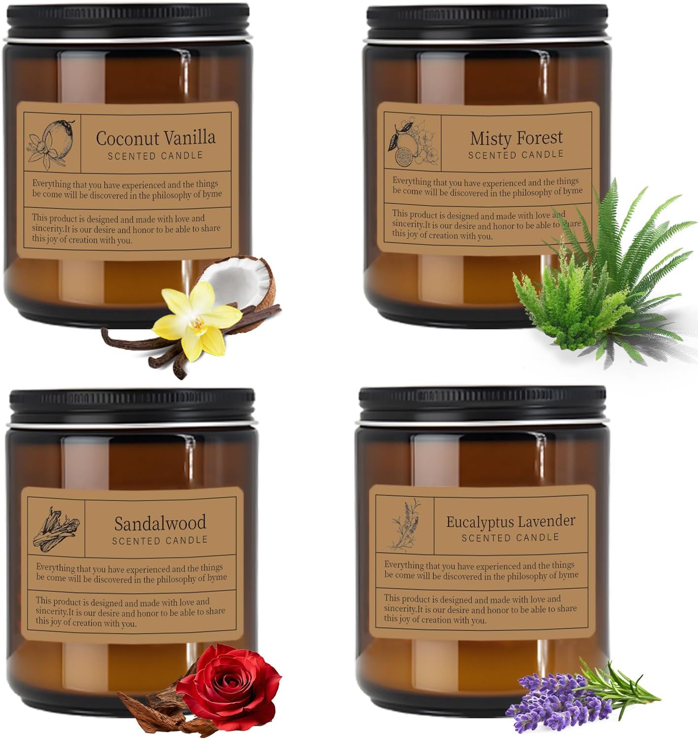 Manly Scented Candles Gift Set - 4 Pack Soy Wax Candles for Men, Aromatherapy Candles with Lavender/Vanilla/Forest/Rose Scents, Home Fragrance & Perfect Gifts for Dad/Fathers Day/Boyfriend