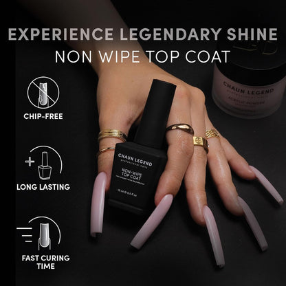 CHAUN LEGEND NON WIPE Top Coat | Intense Shine, Long-Lasting Non-Wipe Formula | 15Ml