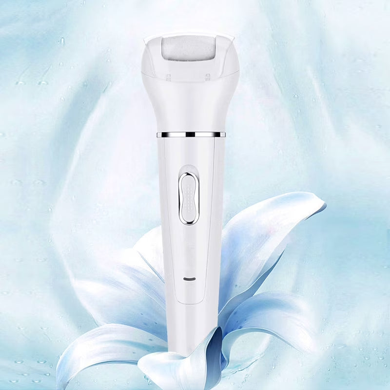 5-In-1 Electric Callus Remover Pedicure Buffer, Lady Shaver, Epilator, Facial Cleansing Brush & Face Massage - Wet & Dry