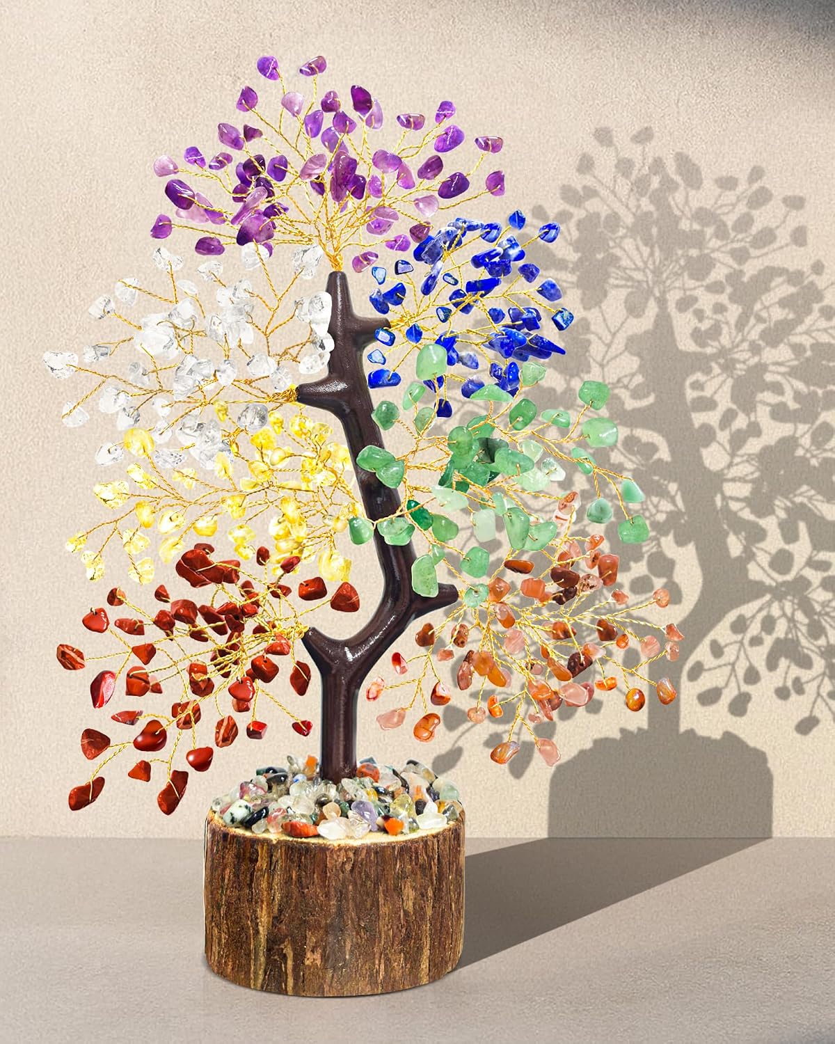 7 Chakra Crystal Tree of Life | Handmade Gemstone Decor for Home, Office & Meditation