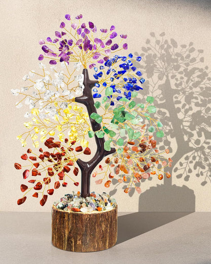 7 Chakra Crystal Tree of Life | Handmade Gemstone Decor for Home, Office & Meditation