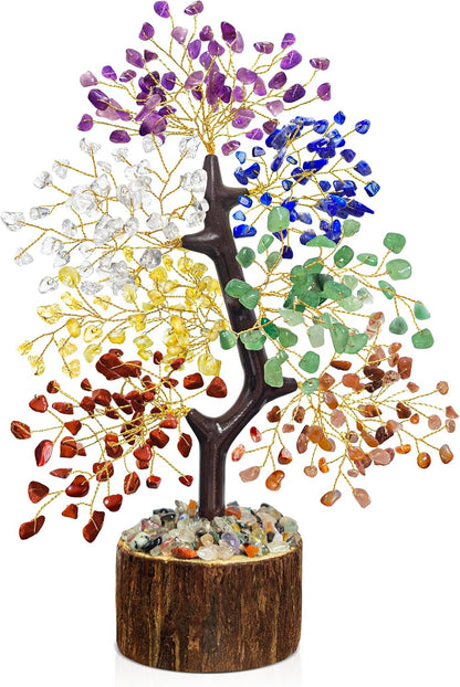 7 Chakra Crystal Tree of Life | Handmade Gemstone Decor for Home, Office & Meditation