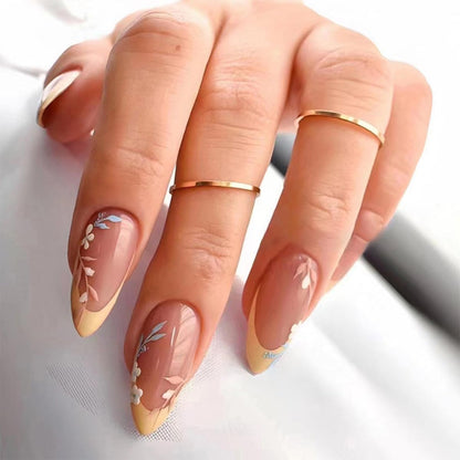 Black Press on Nails Medium Almond Fake Nails Matte False Nails Press Ons with Designs French Tip Acrylic Full Cover Glue on Nails Halloween Stick on Nail for Women Manicure 24 Pcs