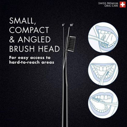 Toothbrush Duo – for Adults | Stylish Black Toothbrushes with Ultra-Soft Filaments | Whitening-Friendly | Black | 2-Pack