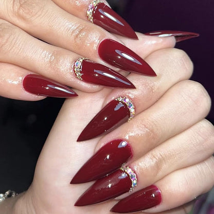 Luxury Press-On Nails | 23 Trendy Stiletto Styles • Reusable Full Nail Kit